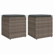 Garden Stools with Cushions 2 pcs 40x40x43 cm Poly Rattan Grey
