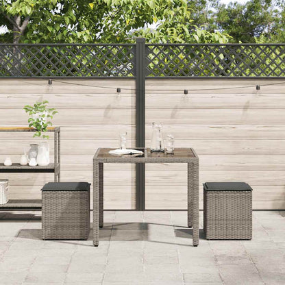 Tuinkrukken met kussens 2 st 40x40x43 cm poly rattan grijs