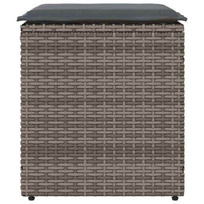 Tuinkrukken met kussens 2 st 40x40x43 cm poly rattan grijs