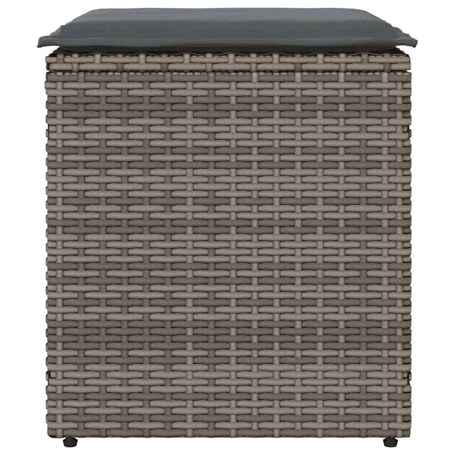 Tuinkrukken met kussens 2 st 40x40x43 cm poly rattan grijs