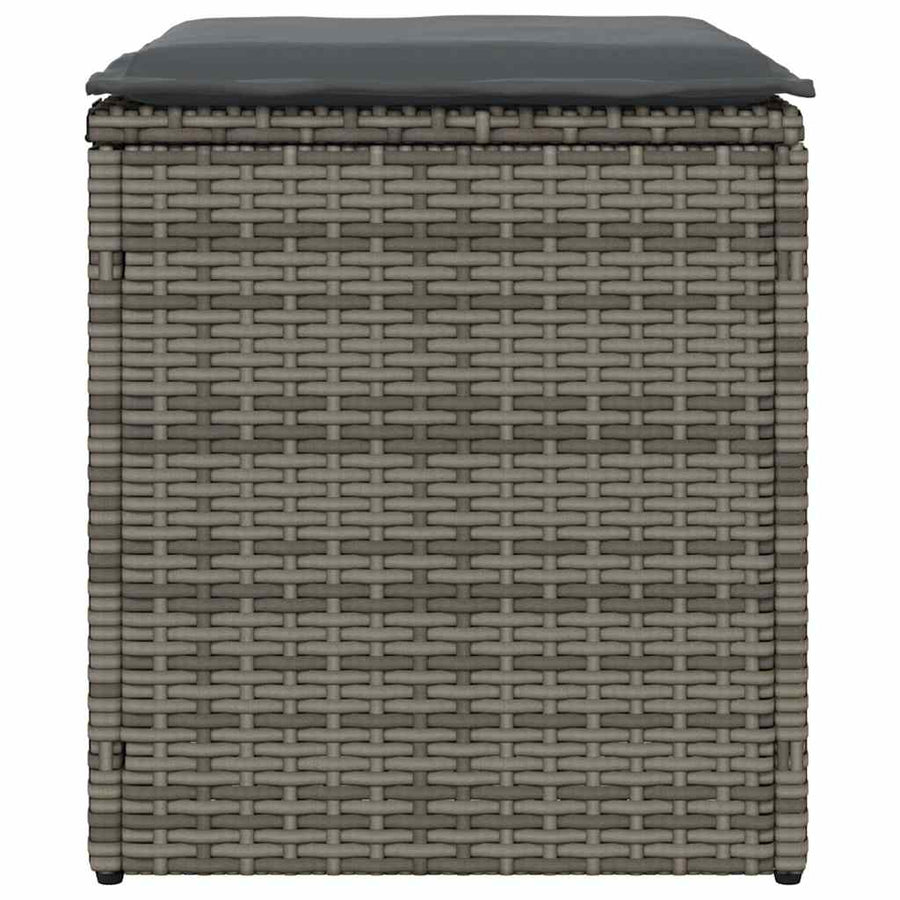 Tuinkrukken met kussens 2 st 40x40x43 cm poly rattan grijs