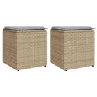 Tuinkrukken met kussens 2 st 40x40x43 cm poly rattan beige