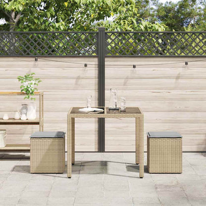 Tuinkrukken met kussens 2 st 40x40x43 cm poly rattan beige