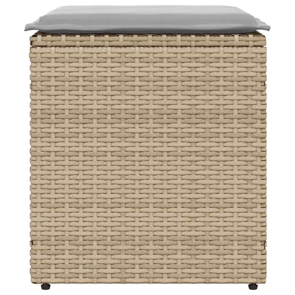 Tuinkrukken met kussens 2 st 40x40x43 cm poly rattan beige