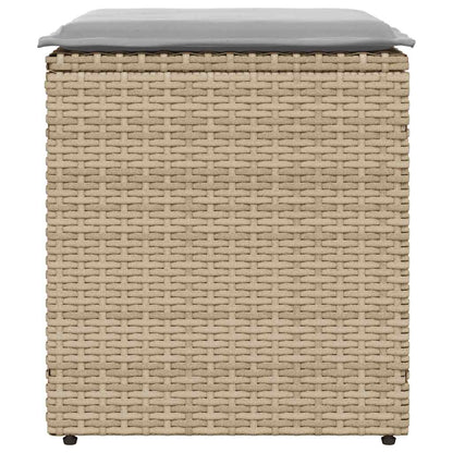 Tuinkrukken met kussens 2 st 40x40x43 cm poly rattan beige