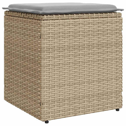 Tuinkrukken met kussens 2 st 40x40x43 cm poly rattan beige