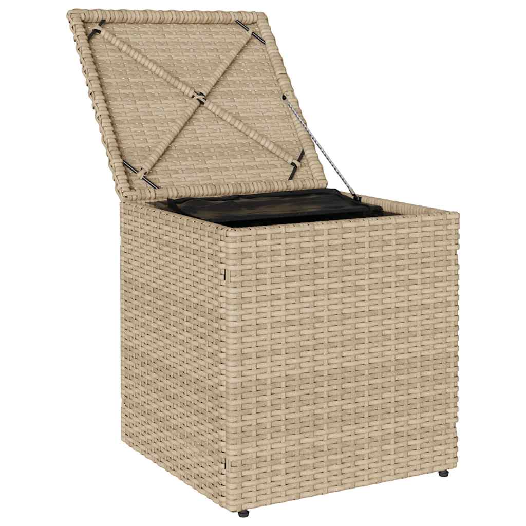 Tuinkrukken met kussens 2 st 40x40x43 cm poly rattan beige