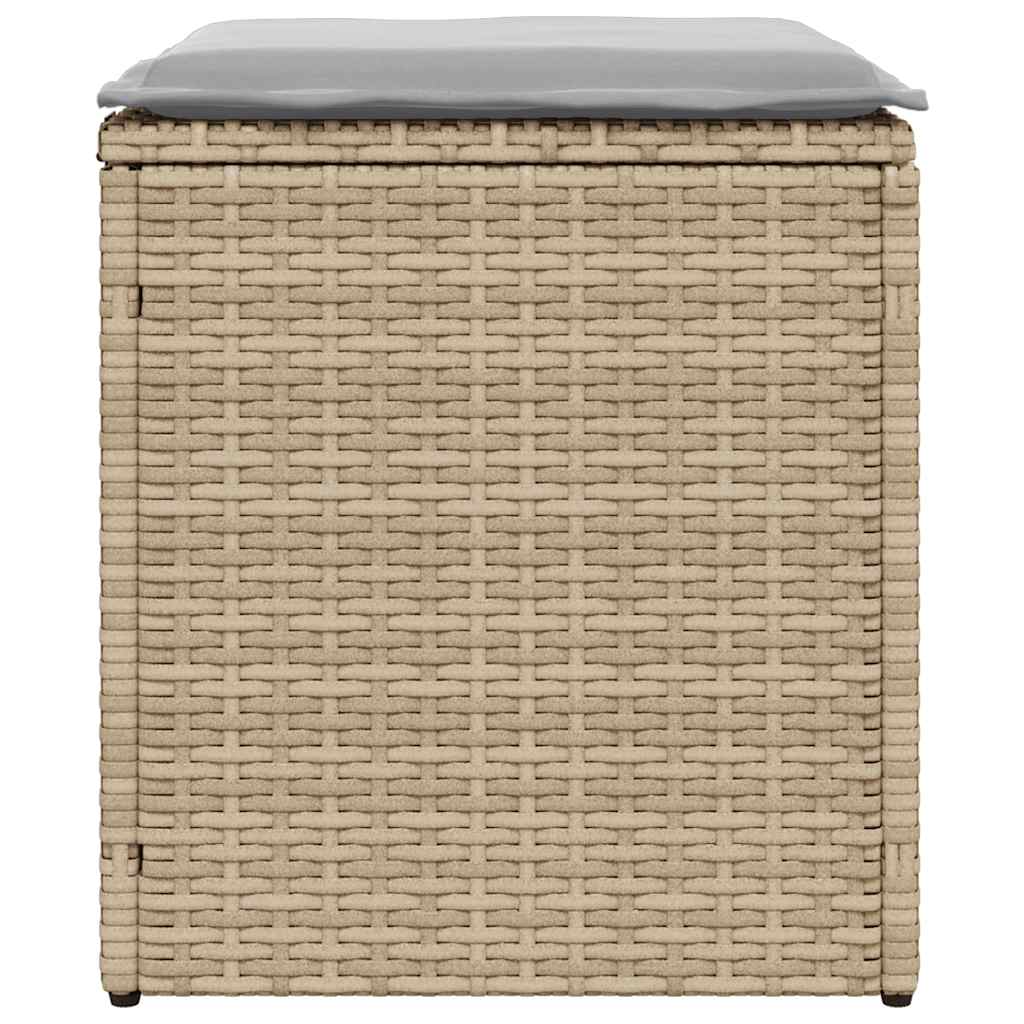 Tuinkrukken met kussens 2 st 40x40x43 cm poly rattan beige