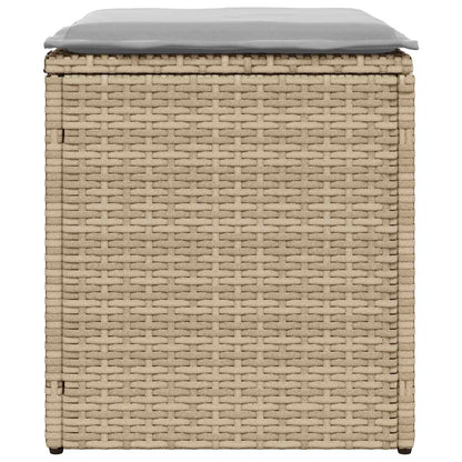 Tuinkrukken met kussens 2 st 40x40x43 cm poly rattan beige