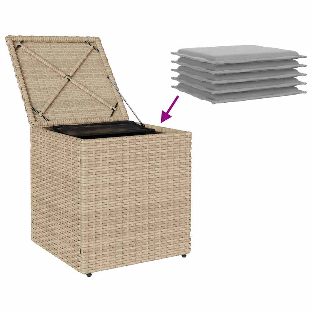 Tuinkrukken met kussens 2 st 40x40x43 cm poly rattan beige