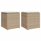 Tuinkrukken met kussens 2 st 40x40x43 cm poly rattan beige