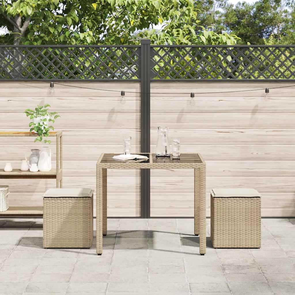 Tuinkrukken met kussens 2 st 40x40x43 cm poly rattan beige