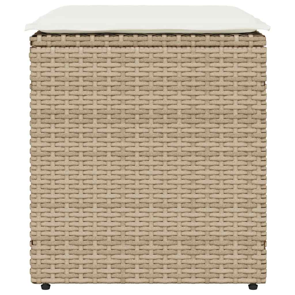 Tuinkrukken met kussens 2 st 40x40x43 cm poly rattan beige