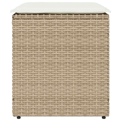 Tuinkrukken met kussens 2 st 40x40x43 cm poly rattan beige