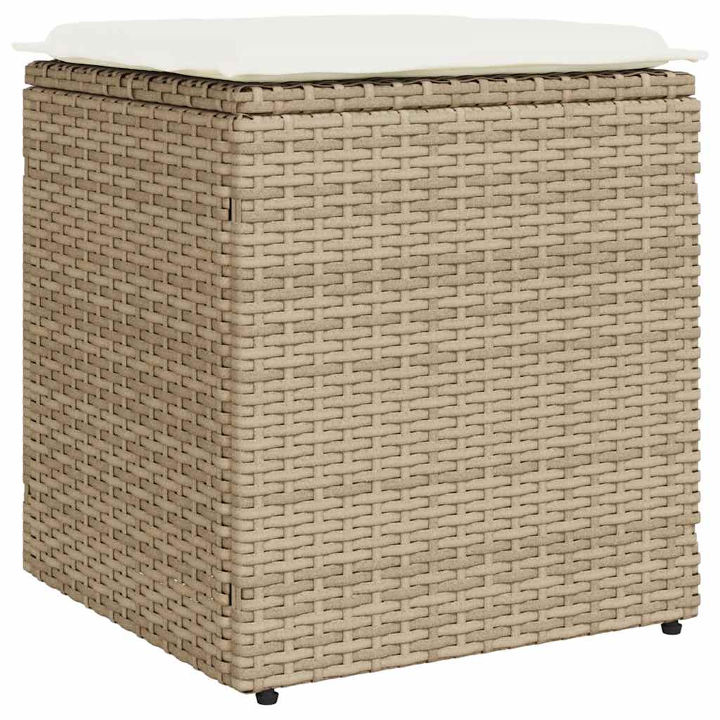 Tuinkrukken met kussens 2 st 40x40x43 cm poly rattan beige