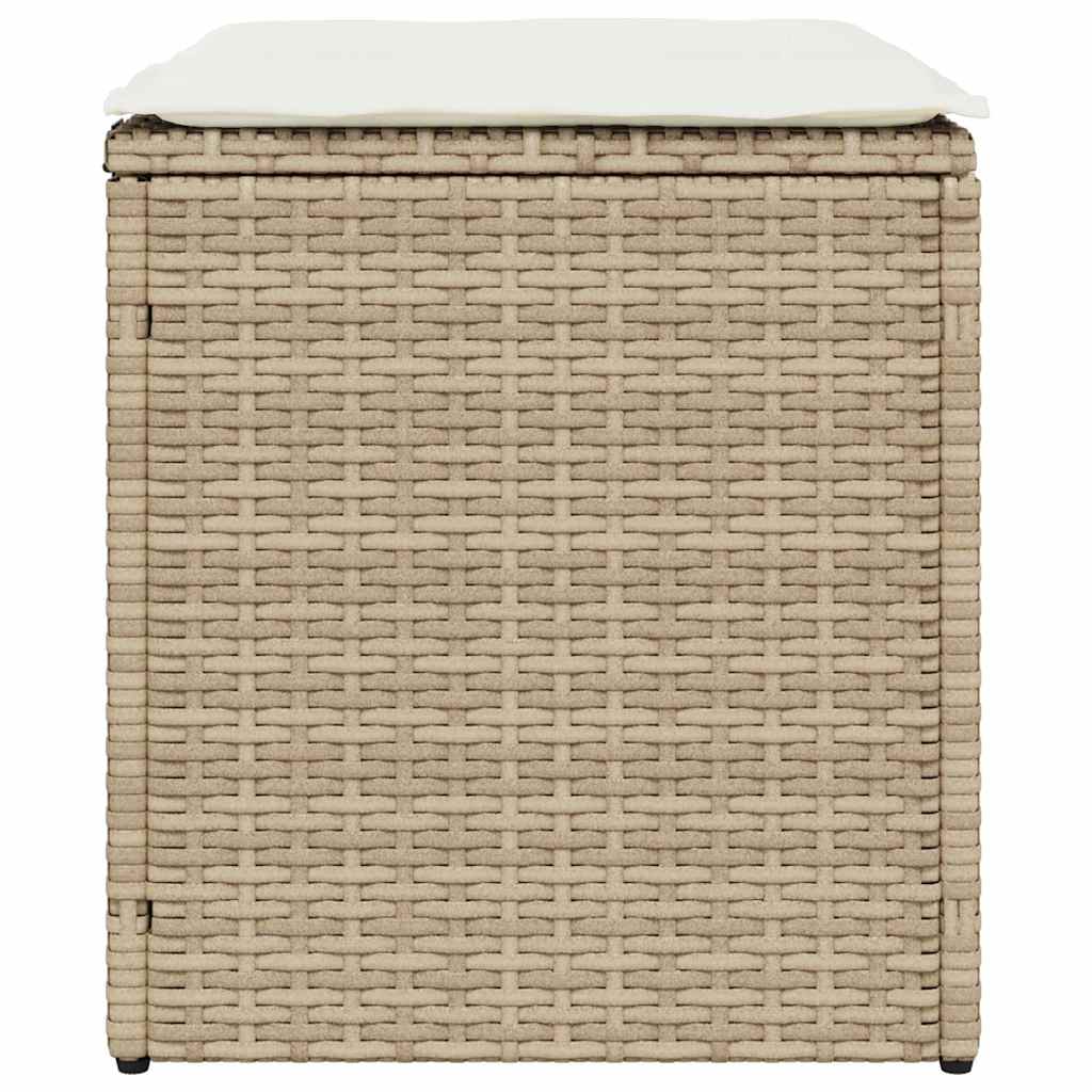 Tuinkrukken met kussens 2 st 40x40x43 cm poly rattan beige