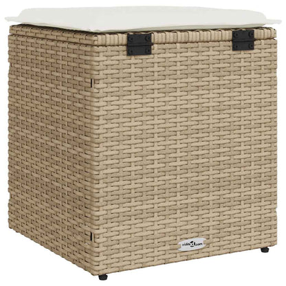Tuinkrukken met kussens 2 st 40x40x43 cm poly rattan beige