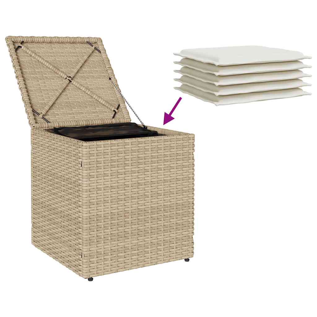 Tuinkrukken met kussens 2 st 40x40x43 cm poly rattan beige
