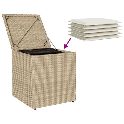 Tuinkrukken met kussens 2 st 40x40x43 cm poly rattan beige