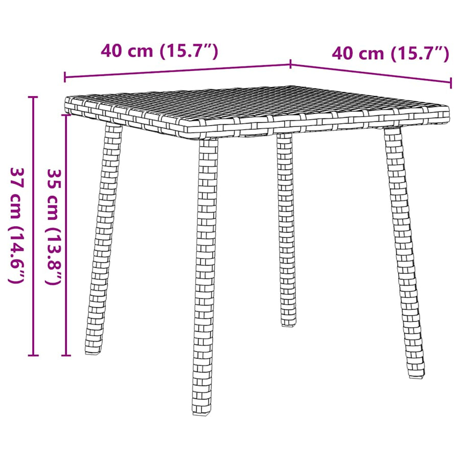 Tuin Salontafel Rechthoekig Poly Rattan 40 x 40 x 37 cm