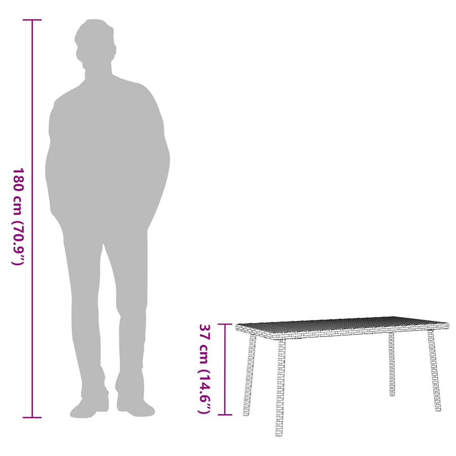 Tuin Salontafel Rechthoekig Poly Rattan 80 x 40 x 37 cm