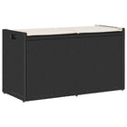 Outdoor storage bench with cushion 100 cm poly rattan black