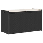 Outdoor storage bench with cushion 100 cm poly rattan black