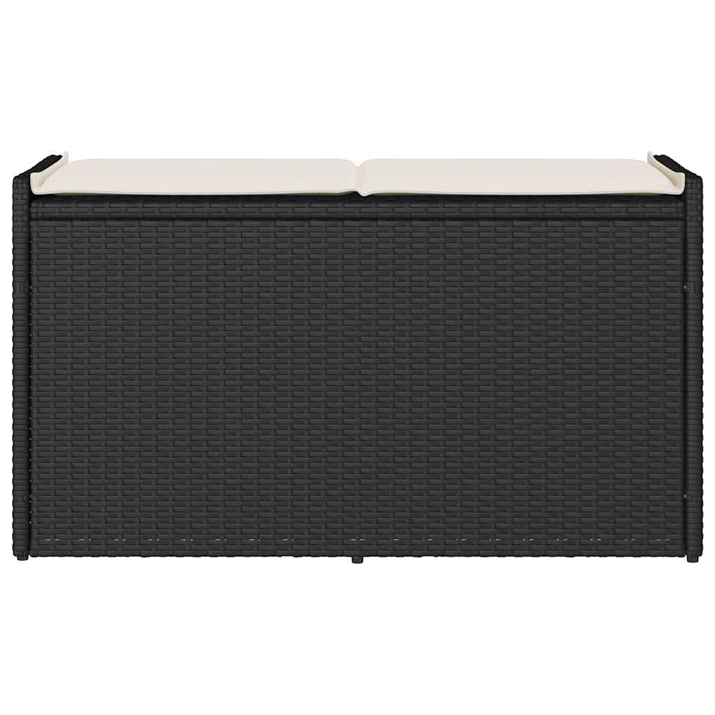 Opbergbank met kussen voor buiten 100 cm poly rattan zwart