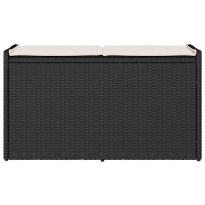 Opbergbank met kussen voor buiten 100 cm poly rattan zwart