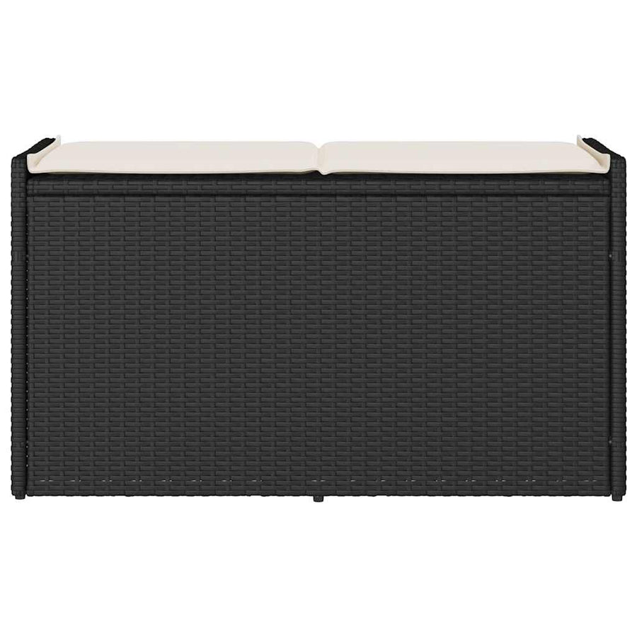 Opbergbank met kussen voor buiten 100 cm poly rattan zwart