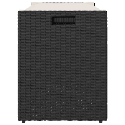 Opbergbank met kussen voor buiten 100 cm poly rattan zwart