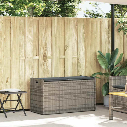 Opbergbank met kussen voor buiten 100 cm poly rattan grijs