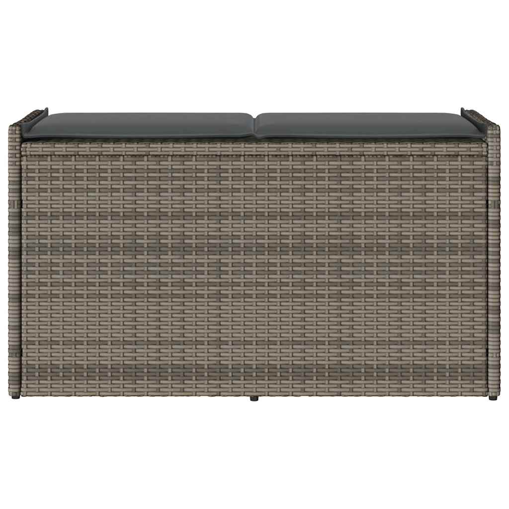 Opbergbank met kussen voor buiten 100 cm poly rattan grijs