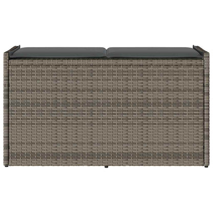 Opbergbank met kussen voor buiten 100 cm poly rattan grijs