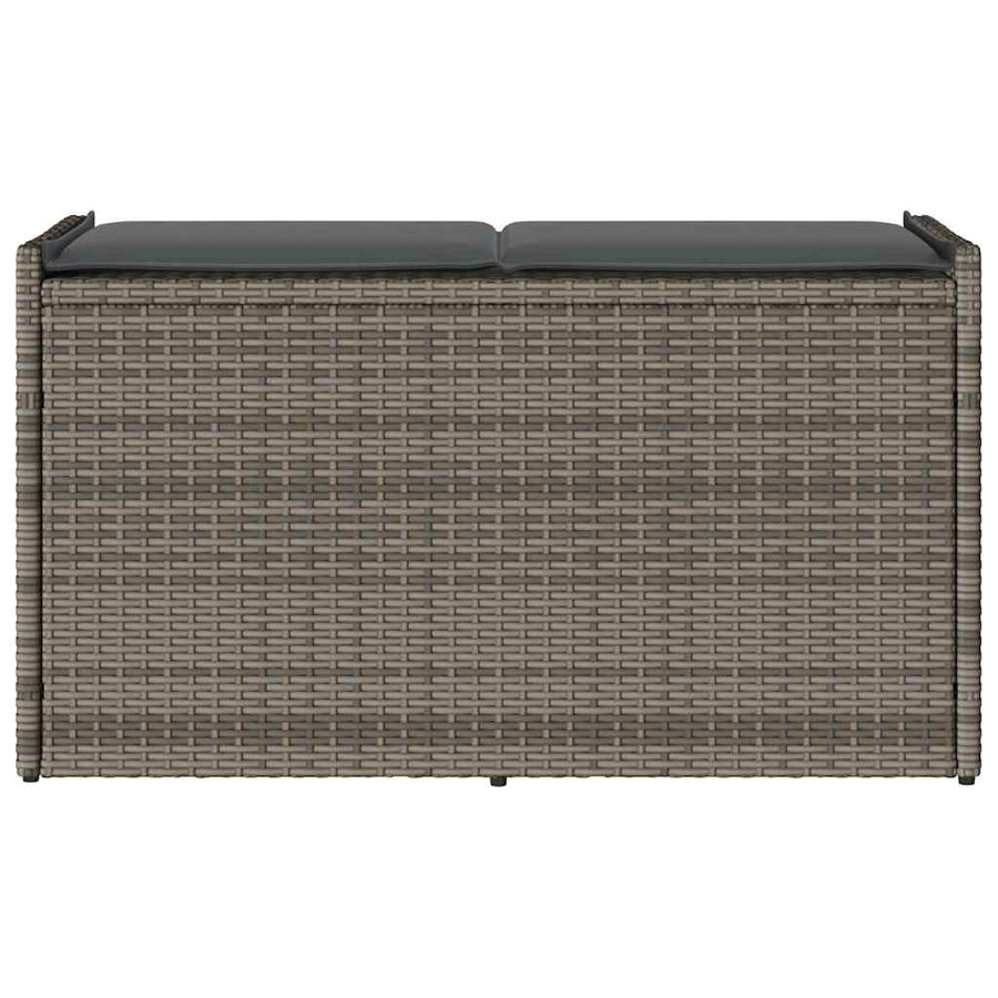 Opbergbank met kussen voor buiten 100 cm poly rattan grijs