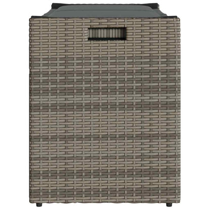 Opbergbank met kussen voor buiten 100 cm poly rattan grijs