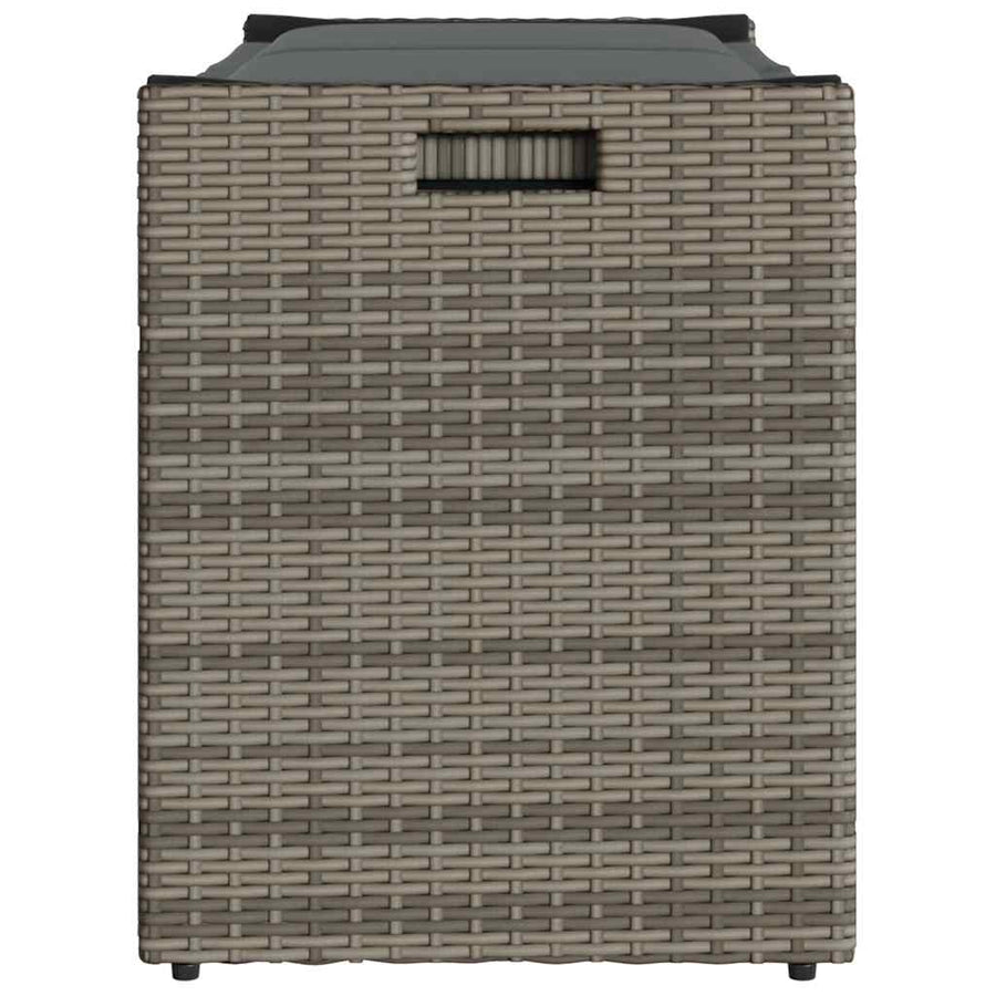 Opbergbank met kussen voor buiten 100 cm poly rattan grijs