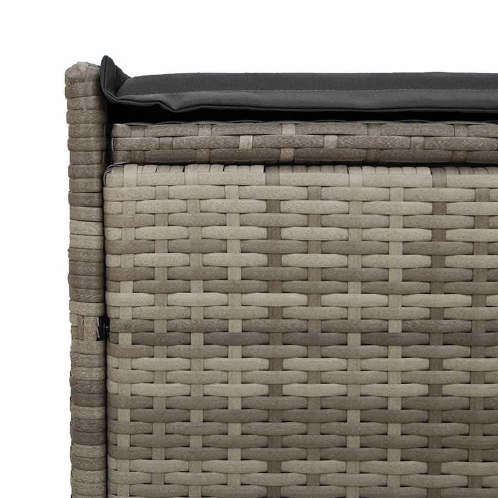 Opbergbank met kussen voor buiten 100 cm poly rattan grijs
