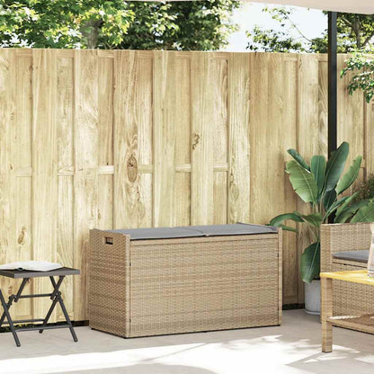 Opbergbank Met Kussen Voor Buiten 100 Cm Poly Rattan Beige En Lichtgrijs