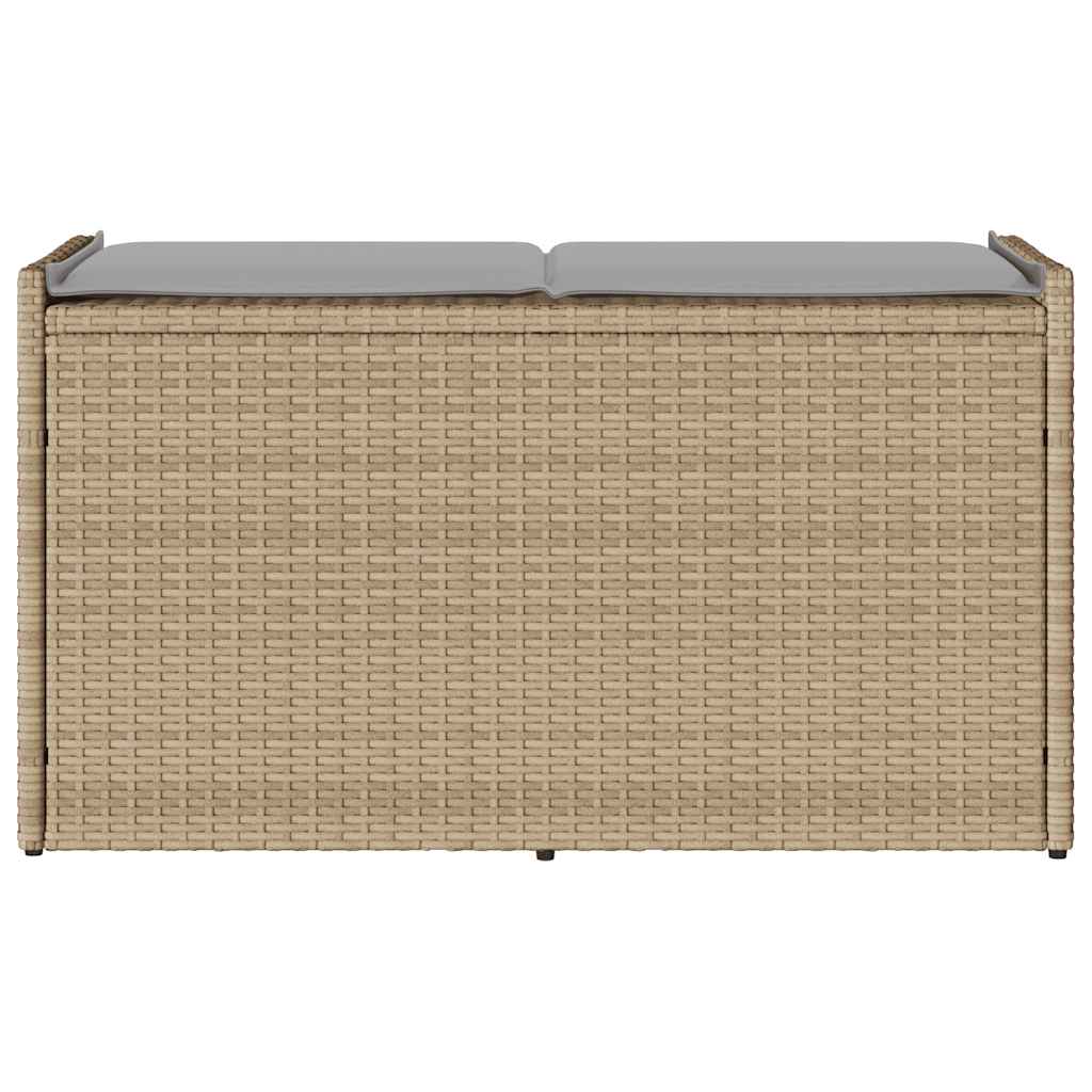 Opbergbank Met Kussen Voor Buiten 100 Cm Poly Rattan Beige En Lichtgrijs