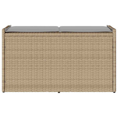 Opbergbank Met Kussen Voor Buiten 100 Cm Poly Rattan Beige En Lichtgrijs