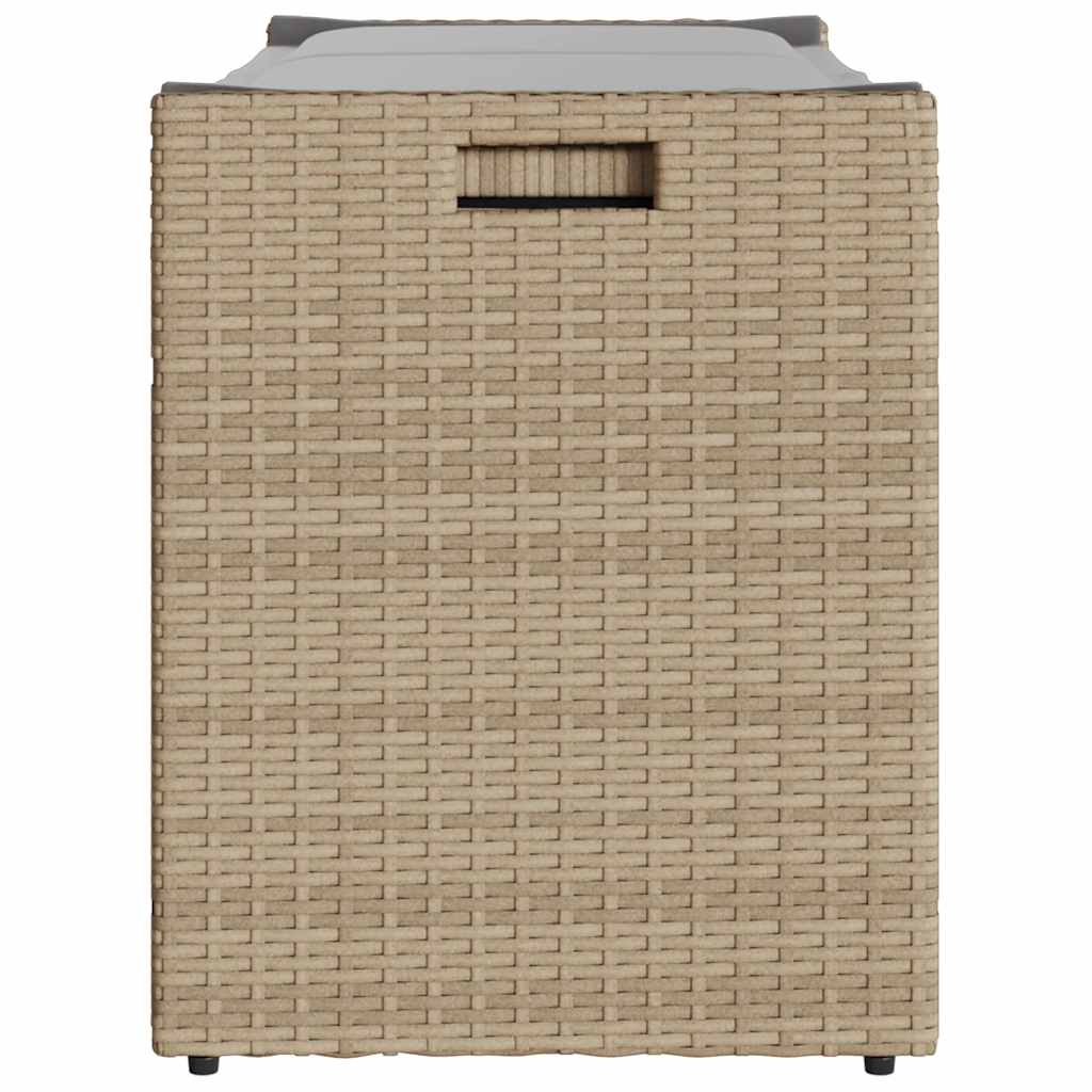 Opbergbank Met Kussen Voor Buiten 100 Cm Poly Rattan Beige En Lichtgrijs