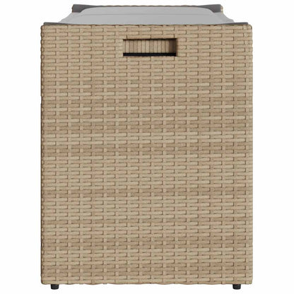 Opbergbank Met Kussen Voor Buiten 100 Cm Poly Rattan Beige En Lichtgrijs
