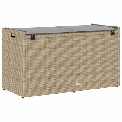 Opbergbank Met Kussen Voor Buiten 100 Cm Poly Rattan Beige En Lichtgrijs