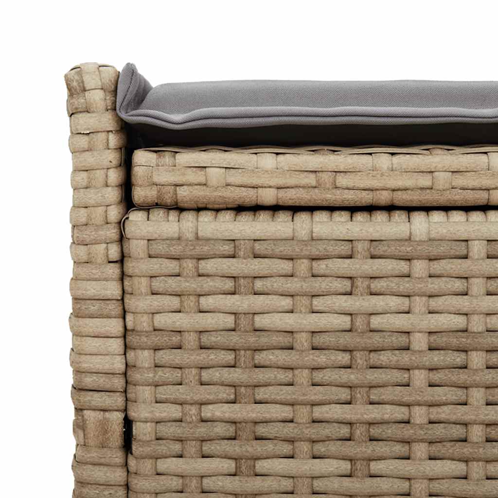 Opbergbank Met Kussen Voor Buiten 100 Cm Poly Rattan Beige En Lichtgrijs