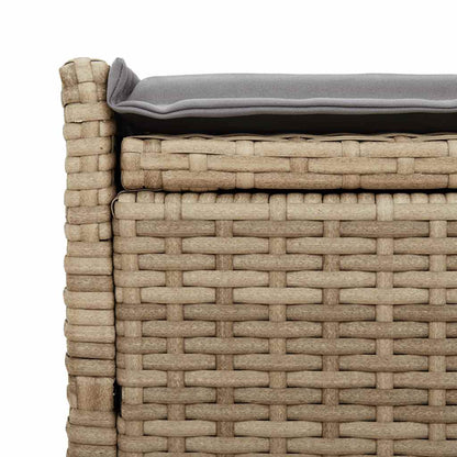 Opbergbank Met Kussen Voor Buiten 100 Cm Poly Rattan Beige En Lichtgrijs