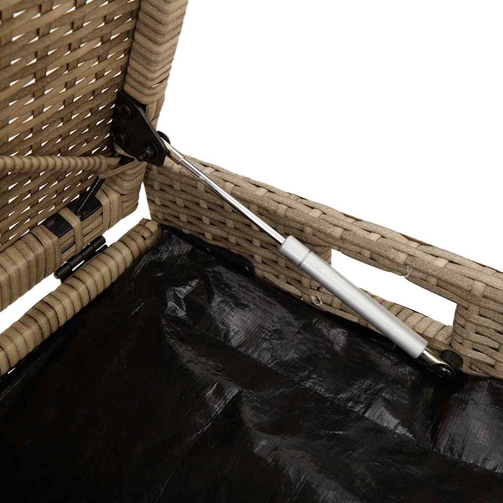 Opbergbank Met Kussen Voor Buiten 100 Cm Poly Rattan Beige En Lichtgrijs