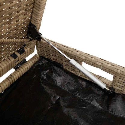 Opbergbank Met Kussen Voor Buiten 100 Cm Poly Rattan Beige En Lichtgrijs
