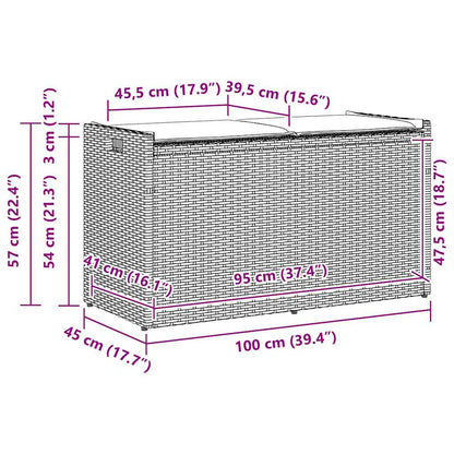 Opbergbank met kussen voor buiten 100 cm poly rattan beige