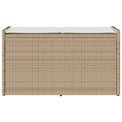 Opbergbank met kussen voor buiten 100 cm poly rattan beige